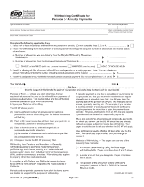California Withholding Certificate for Pension or Annuity Payments