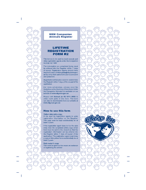 NSW Companion Animals Register Lifetime Registration Form R2