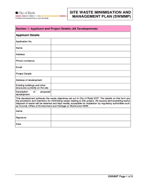 Site Waste Minimisation and Management Plan