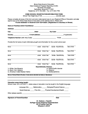 Illinois Homeschool Registration Form S-284