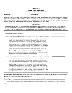 Parent Asset Worksheet