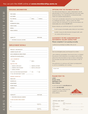 ASMS Membership Application Form