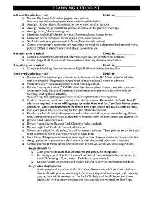 Eagle Bluff Overnight Trip Planning Checklist
