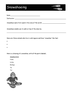 Snowshoeing Activity Worksheet