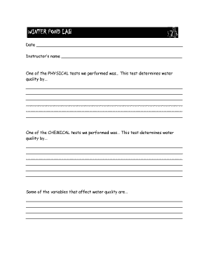 Winter Pond Lab Report Form