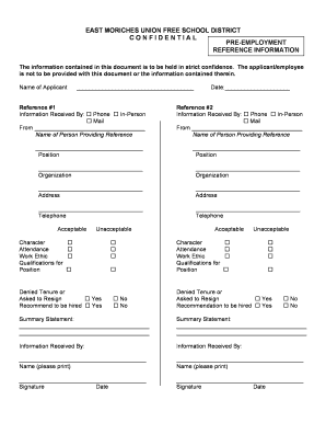Pre-Employment Reference Information Form