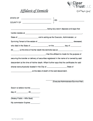 Affidavit of Domicile - cleartrustonlinecom