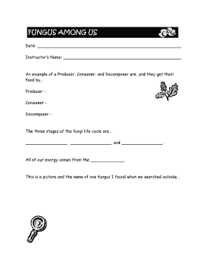 Fungus Among Us Science Worksheet