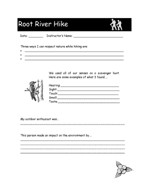 Root River Hike Activity Sheet