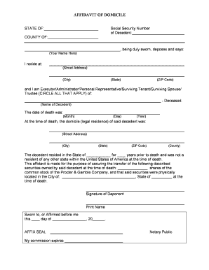 Affidavit of Domicile