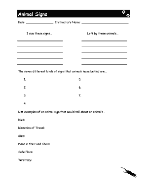 Animal Signs Observation Form