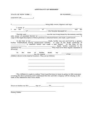 AFFIDAVIT OF HEIRSHIP - vistalandservicesnet