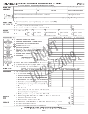 Rhode Island Amended Individual Income Tax Return