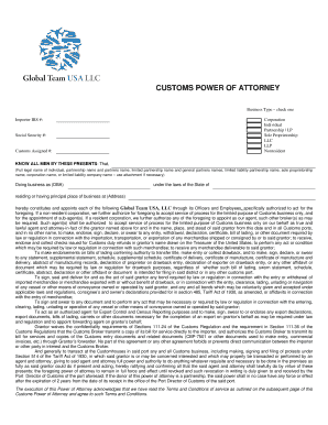 Letter of intent for business partnership - CUSTOMS POWER OF ATTORNEY Business Type check one Importer IRS #: Corporation Individual Partnership / LP Sole Proprietorship LLC LLP Nonresident Social Security #: Customs Assigned #: KNOW ALL MEN BY THESE PRESENTS: That, (Full legal name