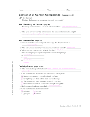 Carbon Compounds Worksheet