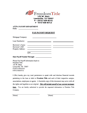 Fax Payoff Request Form