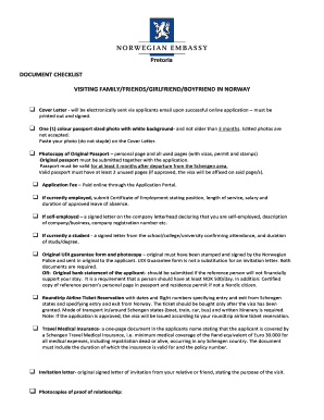 Norway Visa Application Checklist