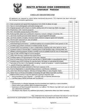 South African Visitor Visa Checklist
