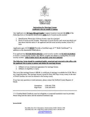 North Carolina Affidavit of Eligibility to Marry
