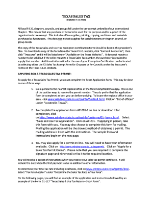 Texas Sales Tax Permit Application