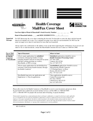 Health Coverage MailFax Cover Sheet - PioneerValleyinfo - pioneervalley