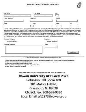Authorization to Withhold Union Dues