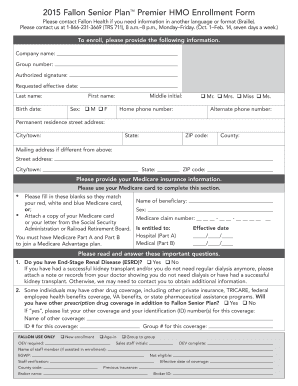 Fallon Senior Plan Medicare Advantage Enrollment Form