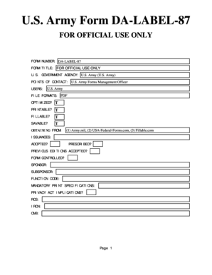 fillable online us army form da label 87 usa federal formscom fax da form 87