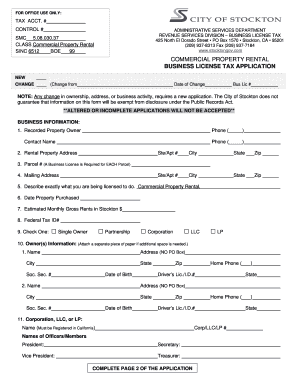 Stockton Business License Tax Application