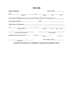 Oklahoma Vehicle Bill of Sale