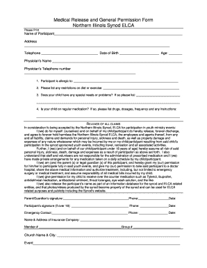 Medical Release and General Permission Form