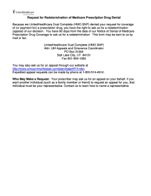 Request for Redetermination of Medicare Prescription Drug Denial