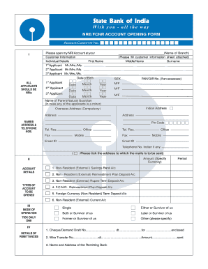 NRE/FCNR Account Opening Form