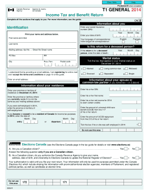Canada T1 General 2014 Income Tax and Benefit Return