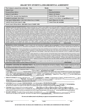 BYU Student-Landlord Rental Agreement