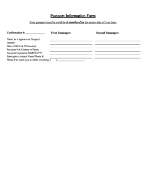 Passport Information Form