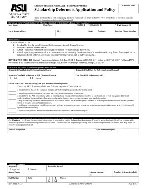 ASU Scholarship Deferment Application