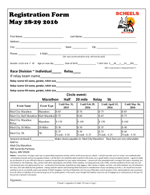 Med City Marathon Registration Form