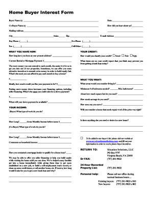 Home Buyer Interest Form