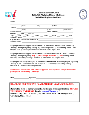 United Church of Christ Faithfully Walking Challenge Registration Form