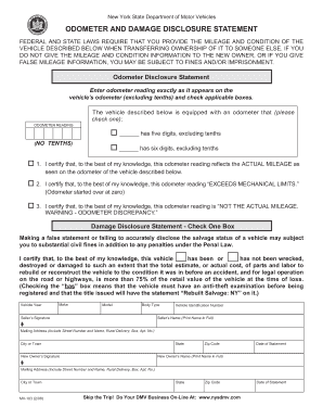 New York Odometer and Damage Disclosure Statement