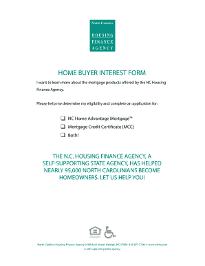 North Carolina Home Buyer Interest Form