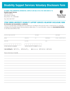 Stony Brook Disability Support Services Form
