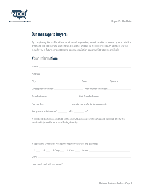 Buyer Profile Data Form