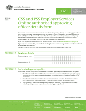 CSS and PSS Employer Services Authorised Approving Officer Form