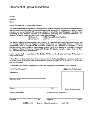 Statement of Special Inspections