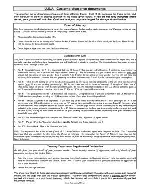 US Customs Clearance Documents
