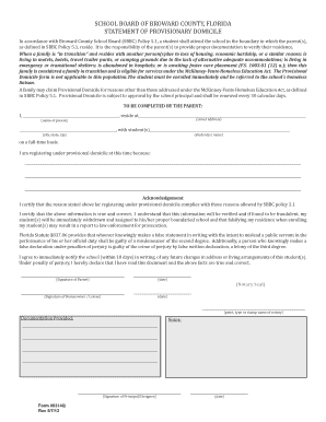 Florida Provisional Domicile Form