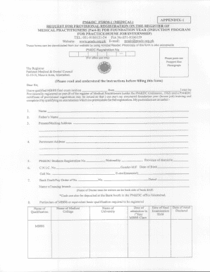 Pakistan Medical Provisional Registration Form