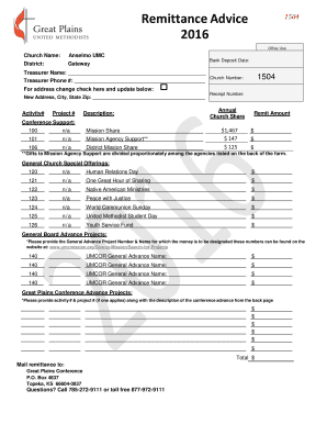 Remittance Advice Form 1504